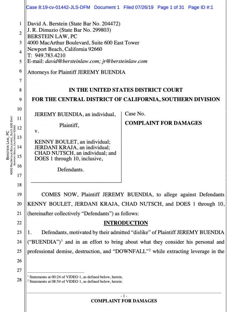 Jeremy Buendia lawsuit document