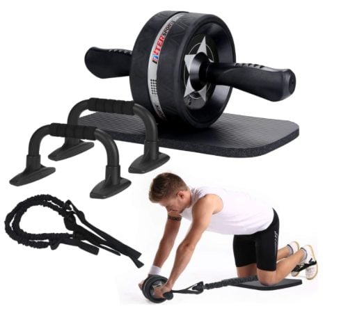 Ab Wheel Roller gym equipment with Knee pad and Bag for Men and