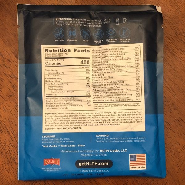 HLTH Code_Meal Replacement_Ingredients