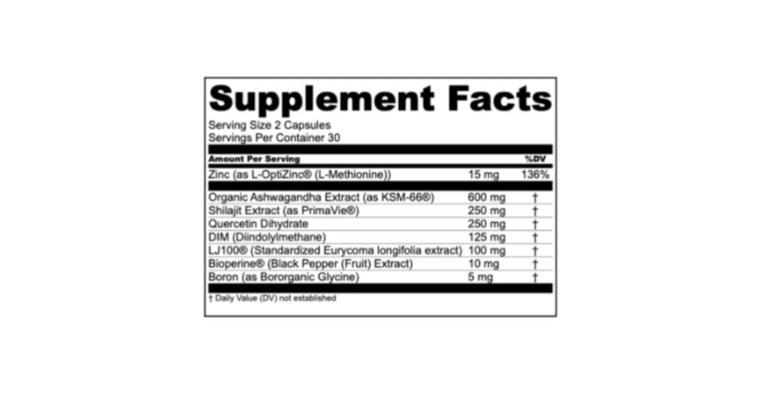 Transparent Labs Vitality Ingredients