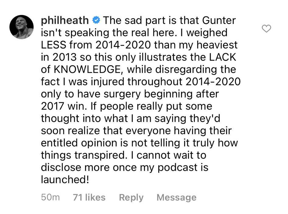 Phil Heath Gunter Schlierkamp Response Instagram