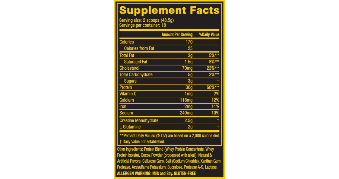 Cellucor Whey Sport Protein Powder Label