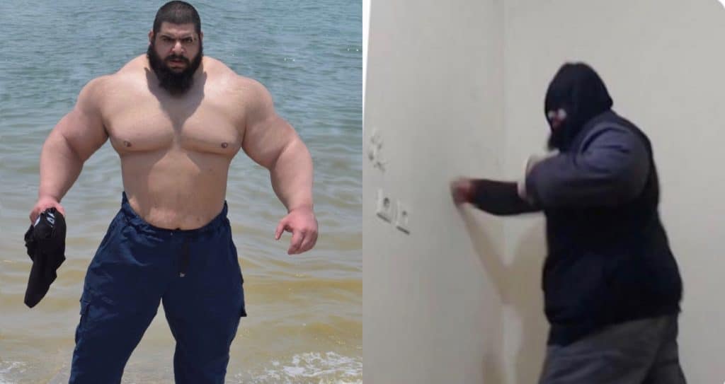 Iranian Hulk punching walls