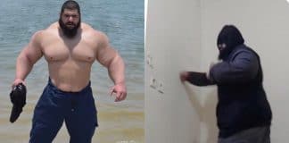Iranian Hulk punching walls