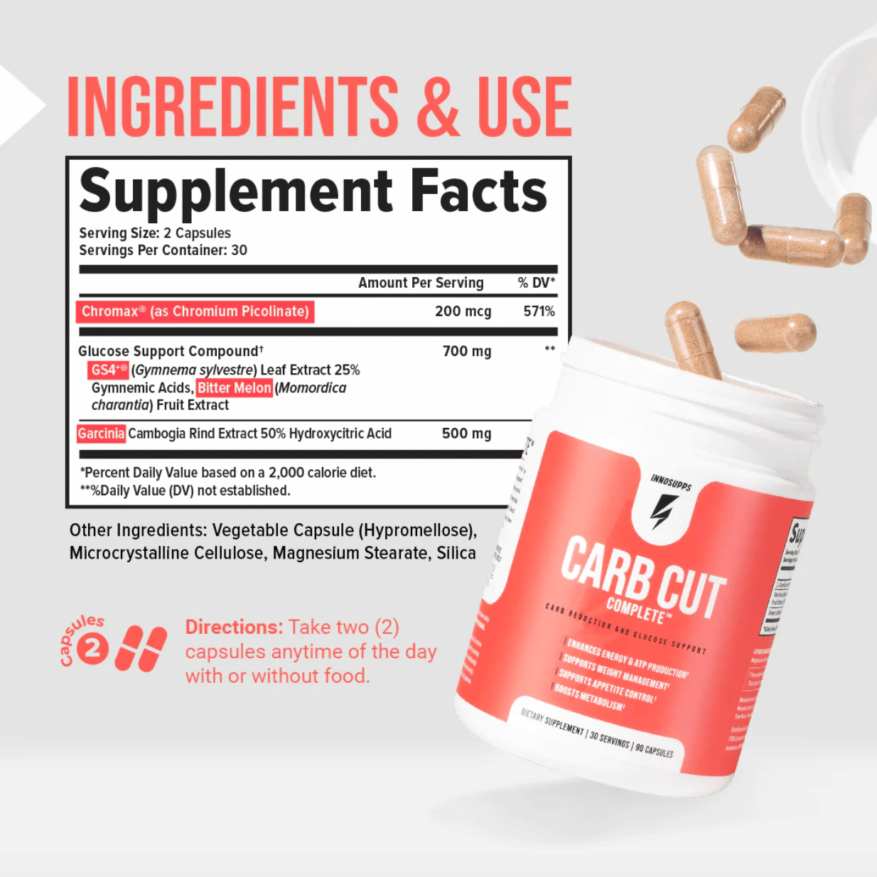 Inno Supps Carb Cut Complete nutrition facts