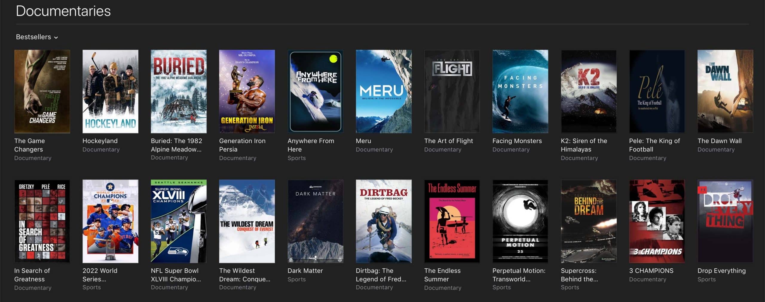 Generation Iron Persia top 5 sports documentary iTunes chart