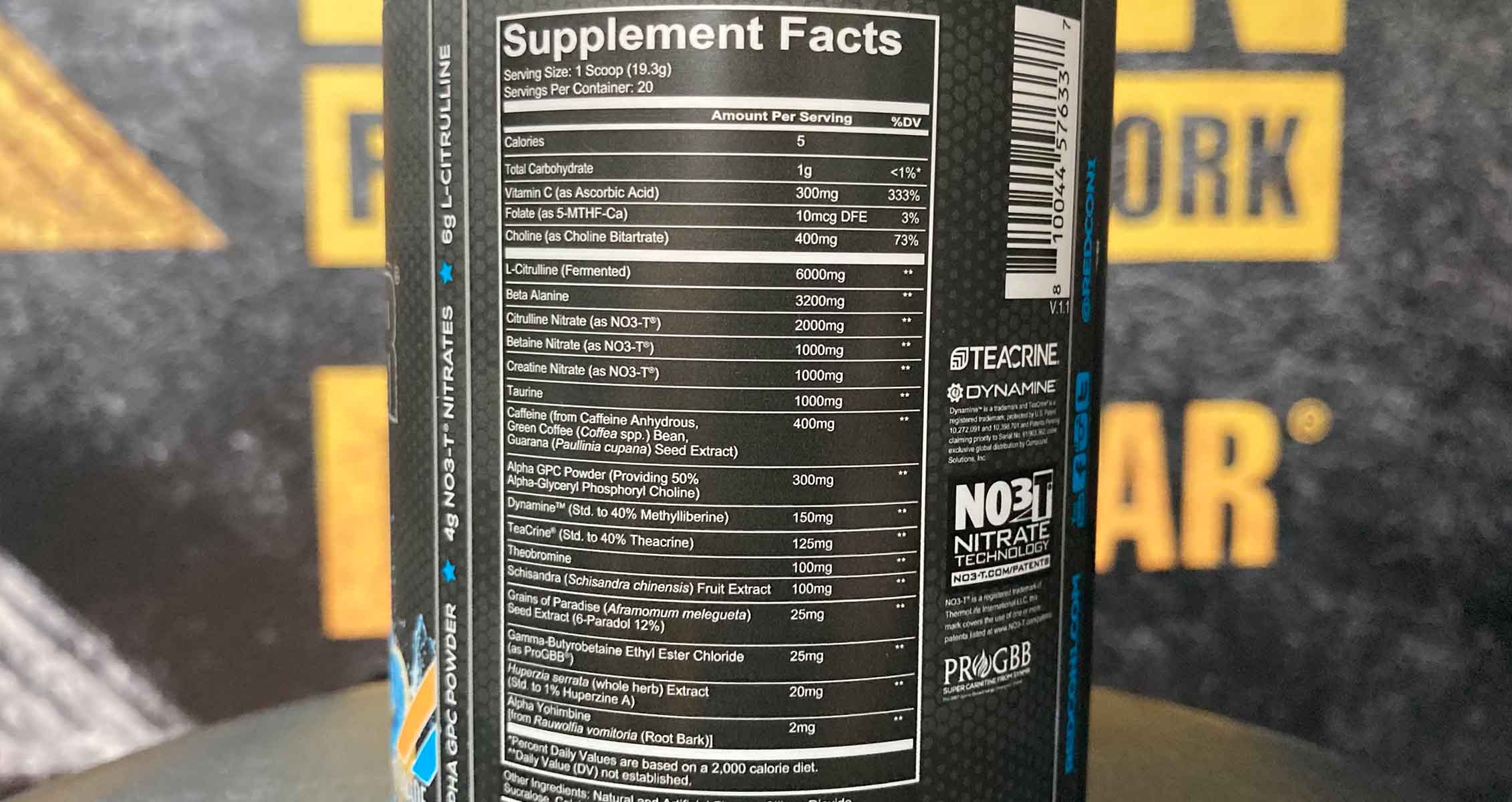 Redcon1 Total War Black Ops Nutrition Facts