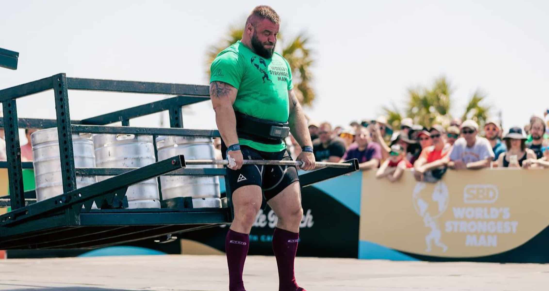Pictured here at the 2023 WSM, strongman Aivars Šmaukstelis dominated the competition at 2023 SCL Holland