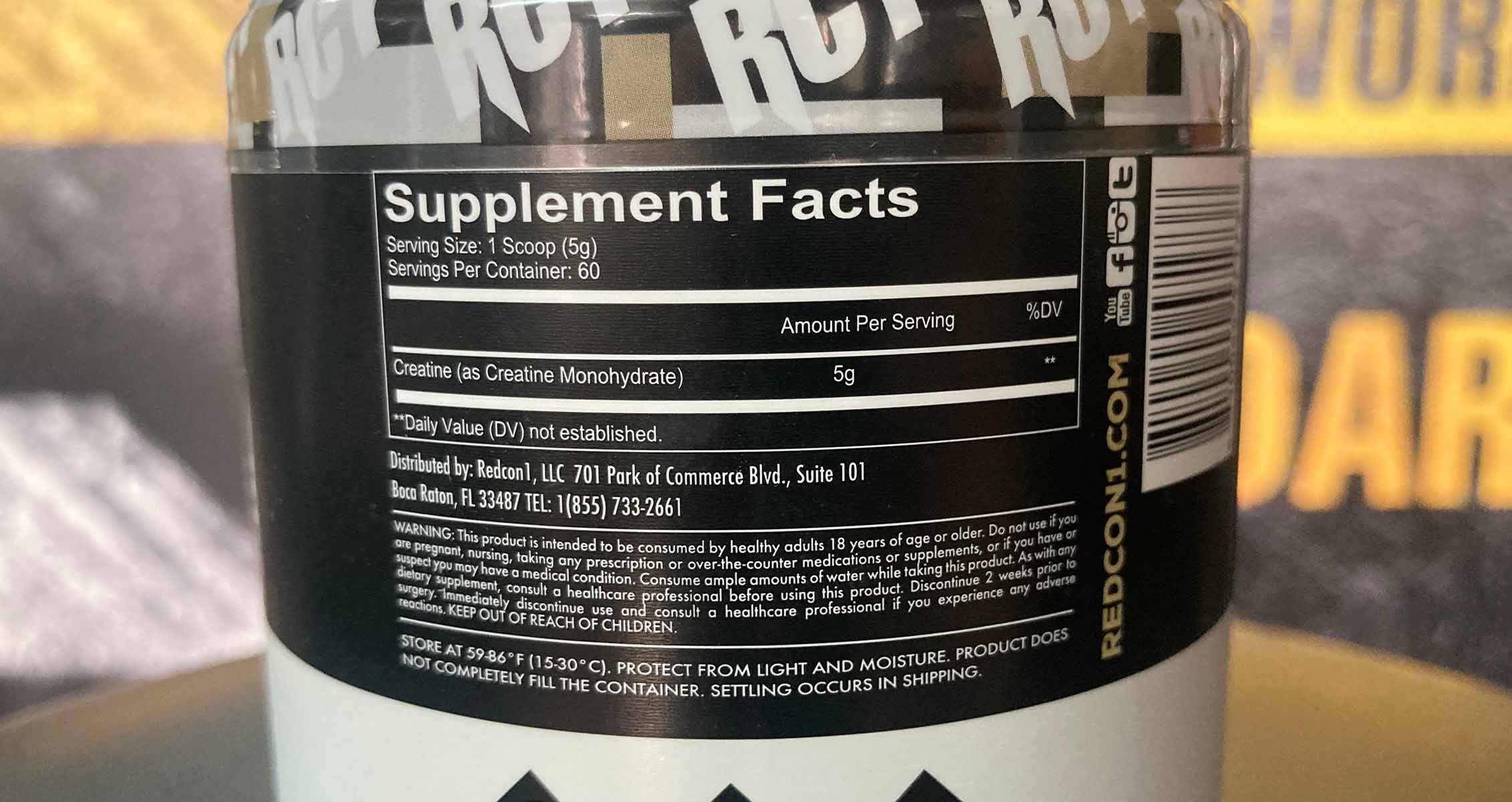 REDCON1 Creatine Monohydrate nutrition facts