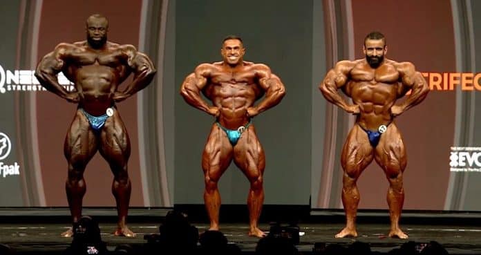 Mens open bodybuilding final call out at prejudging of 2023 Mr