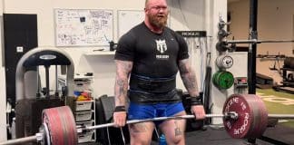Hafthor Bjornsson hit a massive 400kg deadlift using an elephant bar during training.