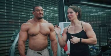 Vladislava Galagan and Larry Wheels shoulder workout