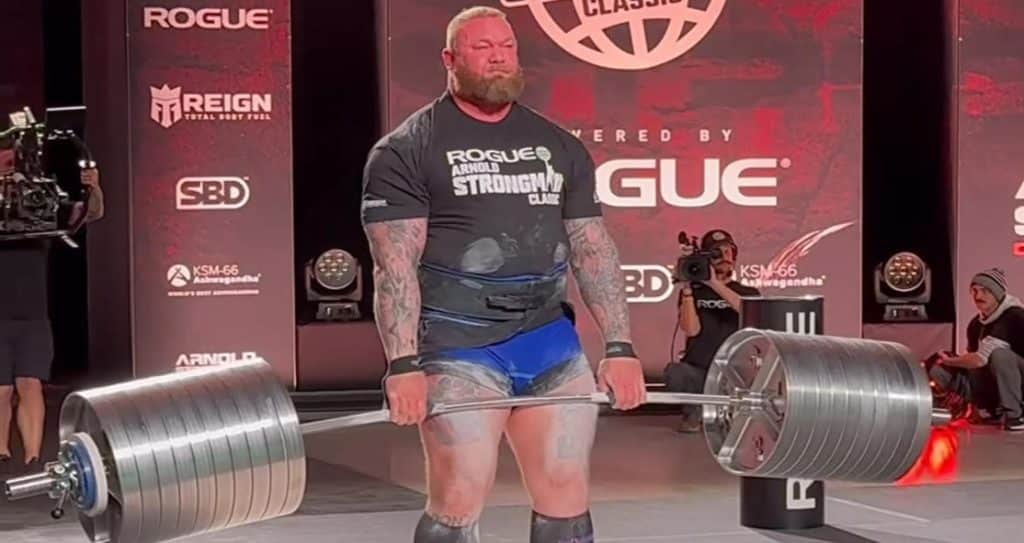 Hafthor Bjornsson completed a 1,006-pound elephant bar deadlift.