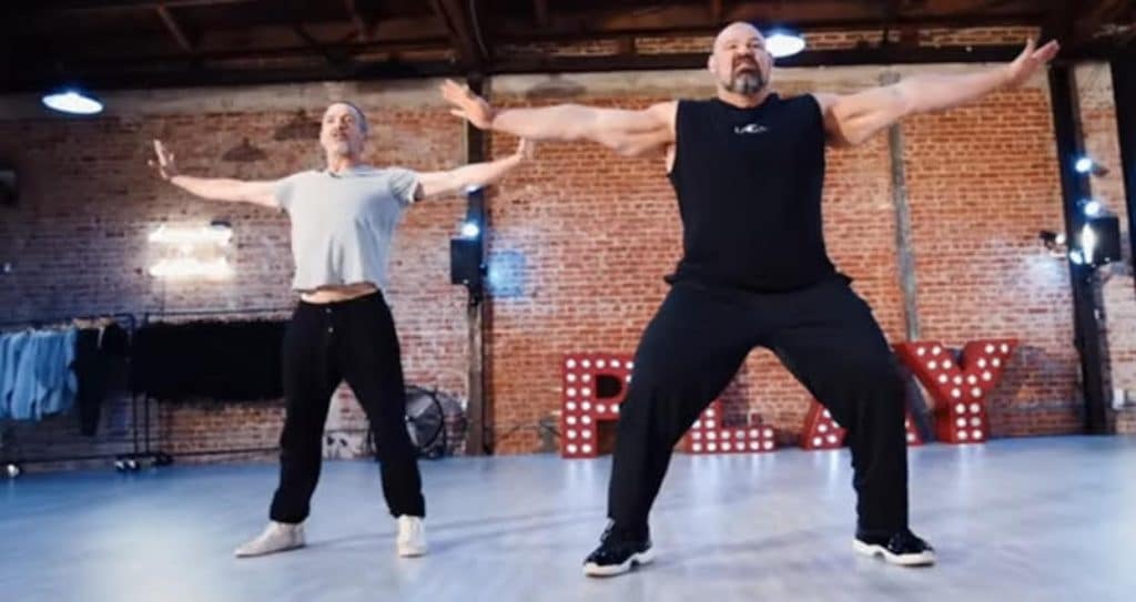 Brian Shaw takes hip-hop dance class.