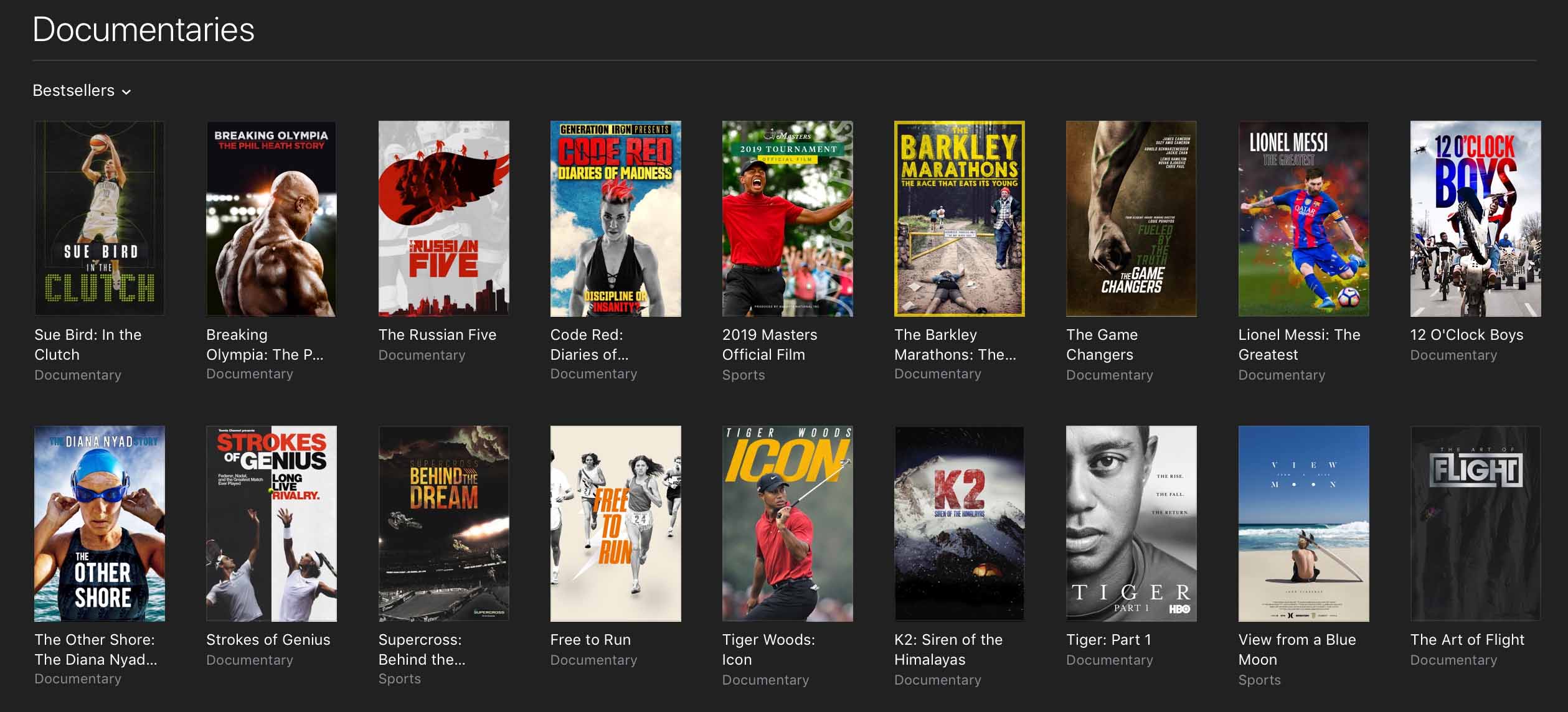 Code Red Top 5 Sports Documentary iTunes chart