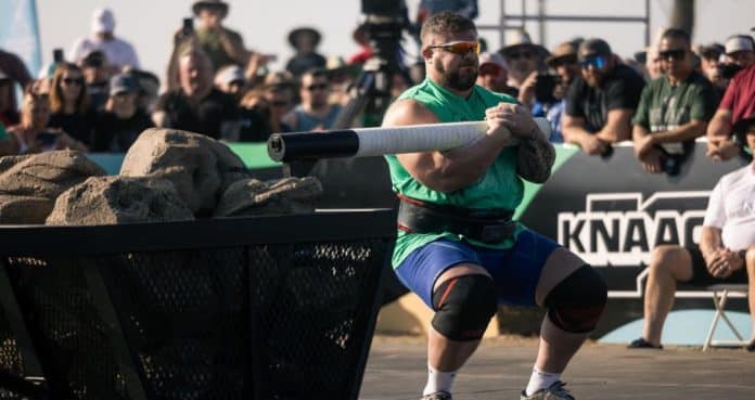 Luke Stoltman (UK) competes at the 2023 SBD World’s Strongest Man in Myrtle Beach, S.C.