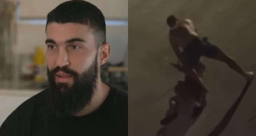 Powerlifter chases down and captures neighborhood creep.