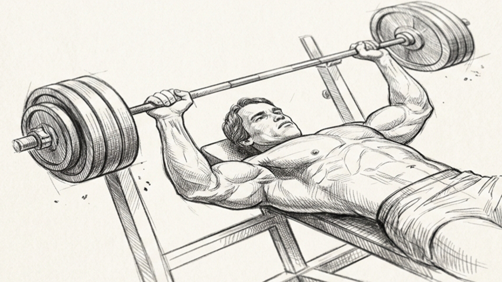 Arnold Schwarzenegger bench press sketch
