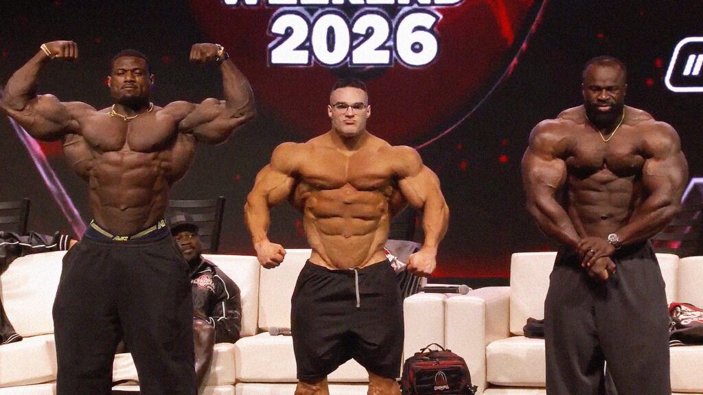2026 Olympia Press Conference Pose Down